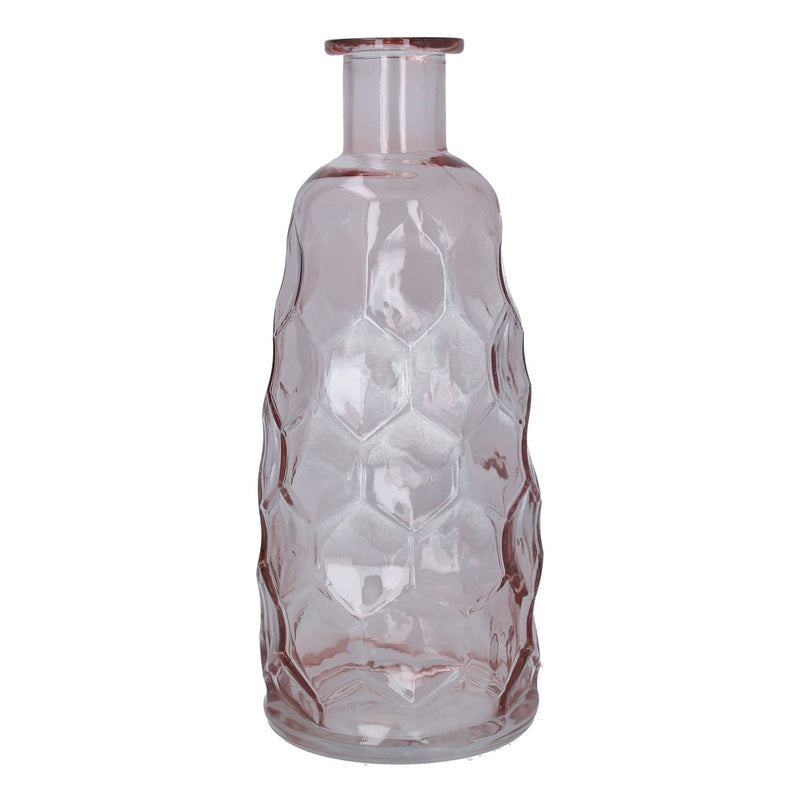 Tall Glass Vase - Pink Honeycomb
