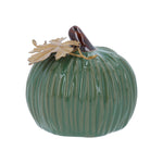 Green Pumpkin with Gold Leaf Stoneware Ornament