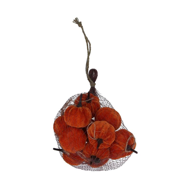 Bag of 12 Orange Mini Pumpkin Mix Velvet Decorations