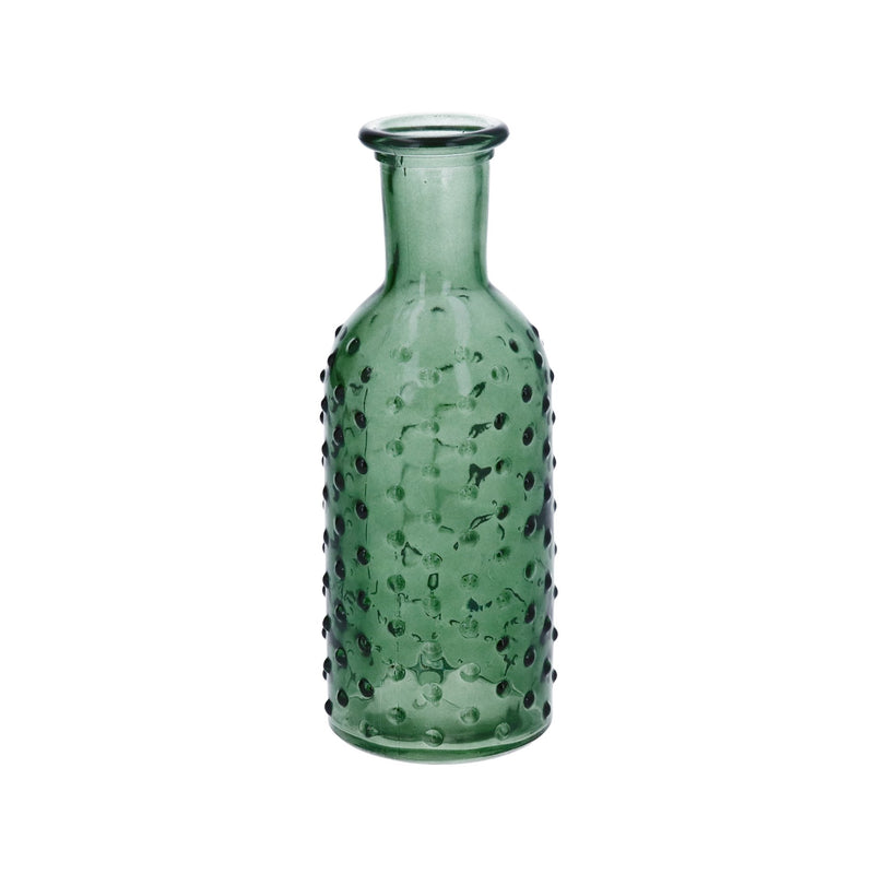 Green Dimple Bottle Glass Vase