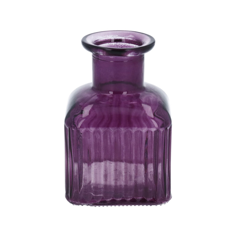 Purple Square Ribbed Glass Vase