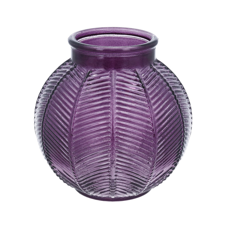 Purple Leaf Ball Glass Vase 15cm -