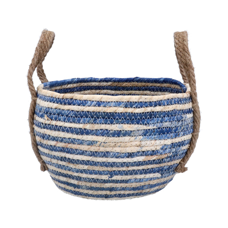 Blue Stripe Round Basket