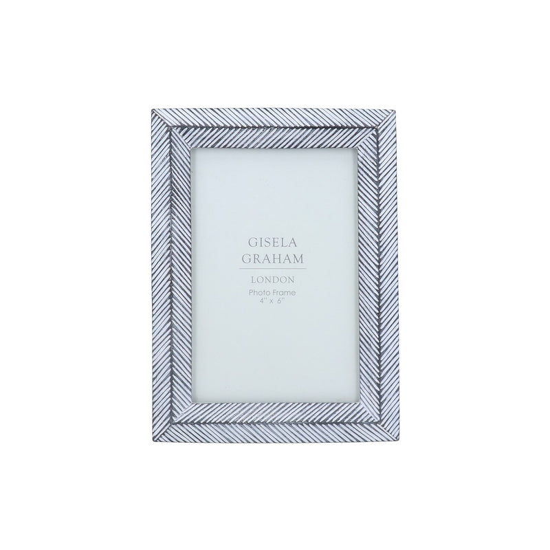 Dark Grey & White Woven Resin Picture Frame