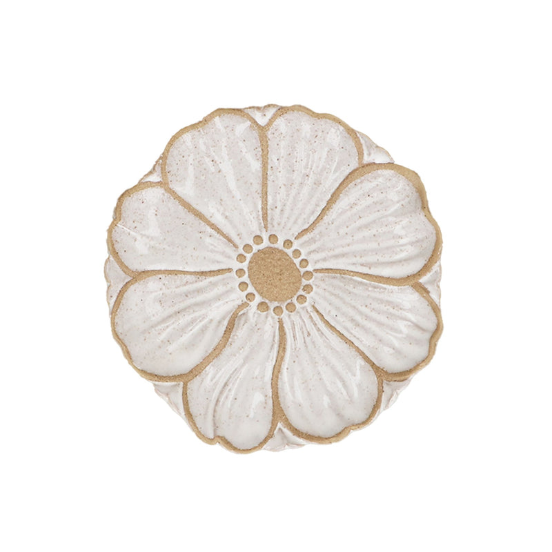 White Flower Stoneware Plate