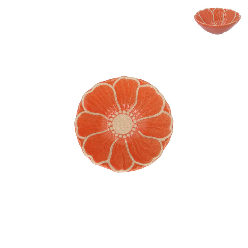 Orange Flower Stoneware Mini Bowl