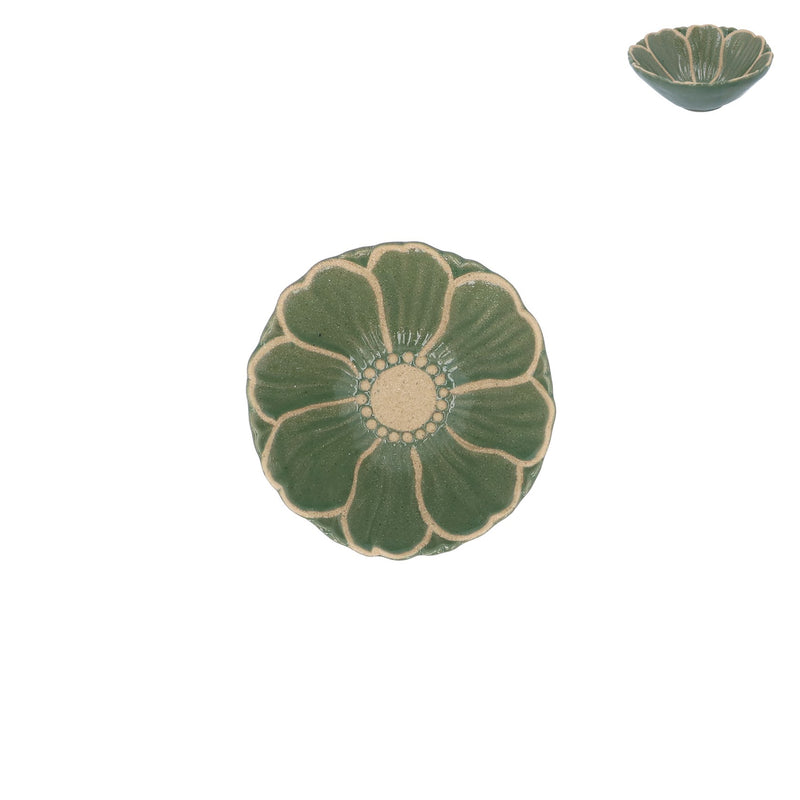 Green Flower Stoneware Mini Bowl