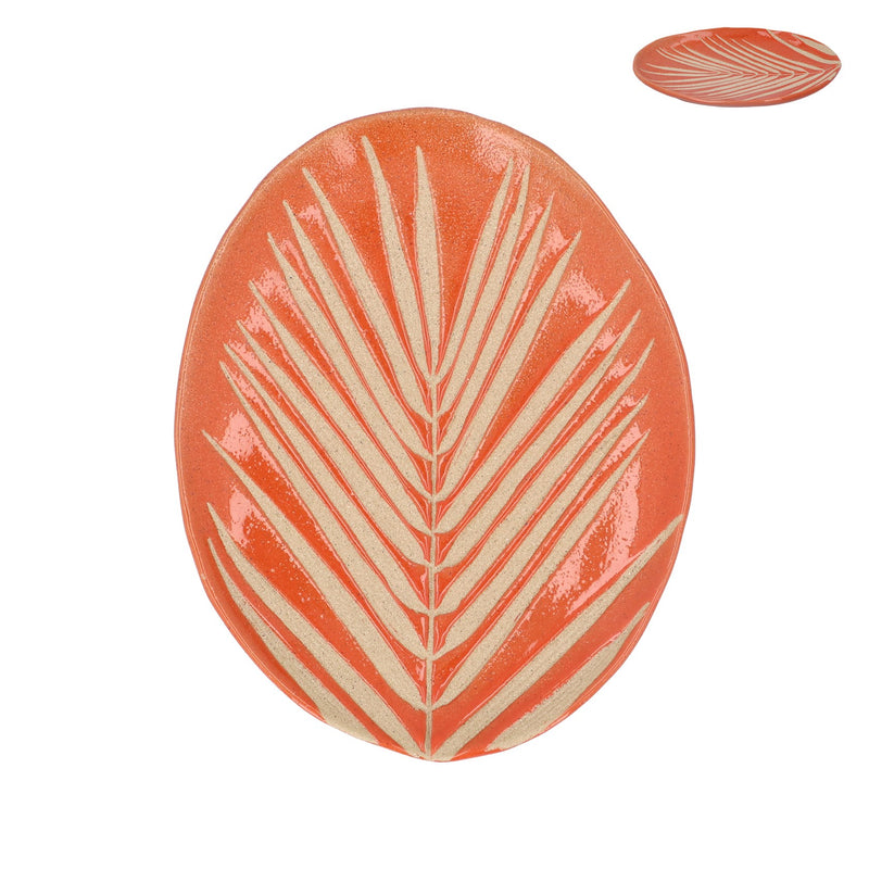 Orange Palm Stoneware Oval Plate