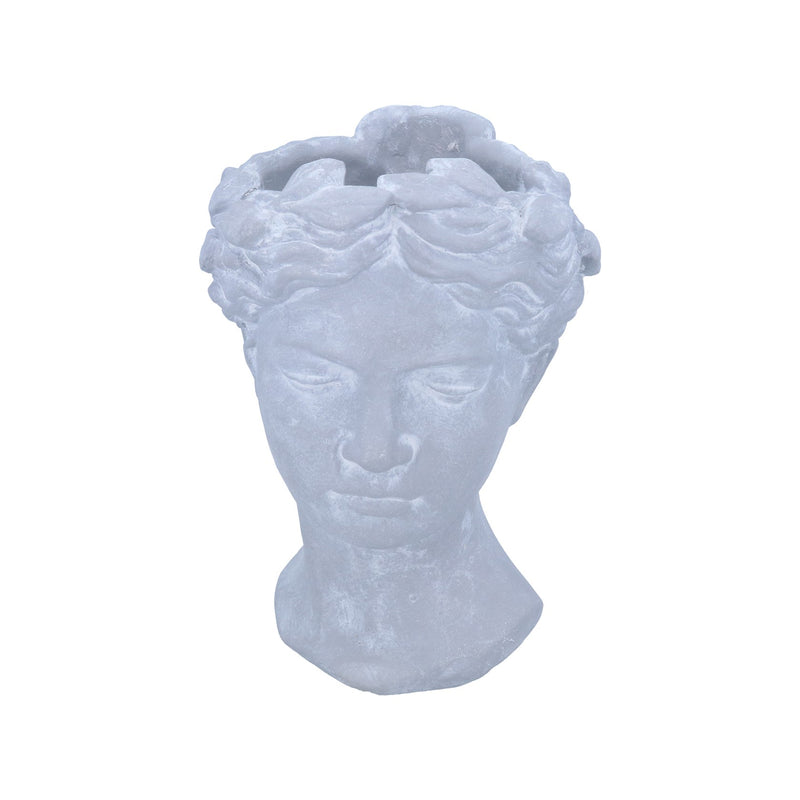 Grey Stone Effect Godess Head Pot Cover