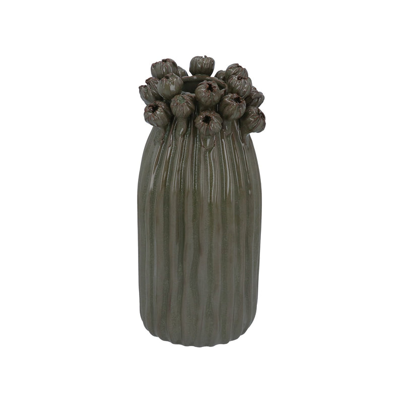 Green Seed Head Applique Porcelain Vase