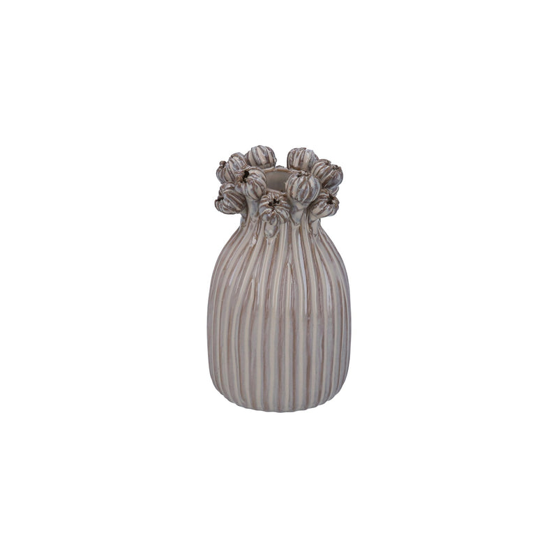 Taupe Seed Head Applique Porcelain Vase