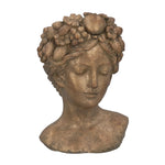 Gold Stone Woman with Fruit Head Planter