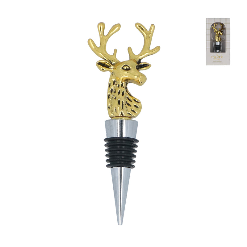 Gold Metal Stag Head Bottle Stopper