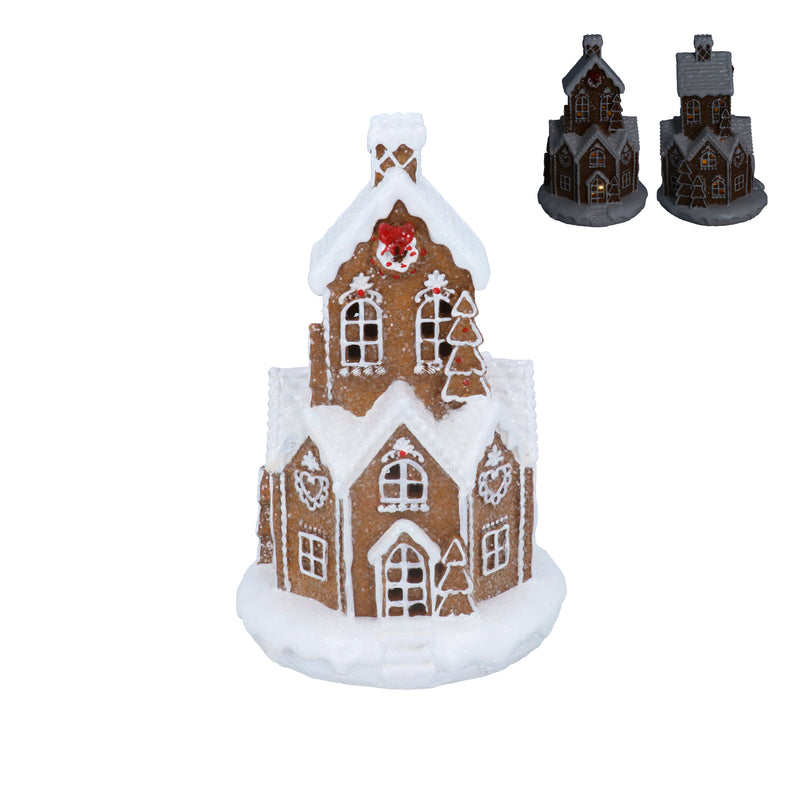 Medium White Iced LED Gingerbread Village