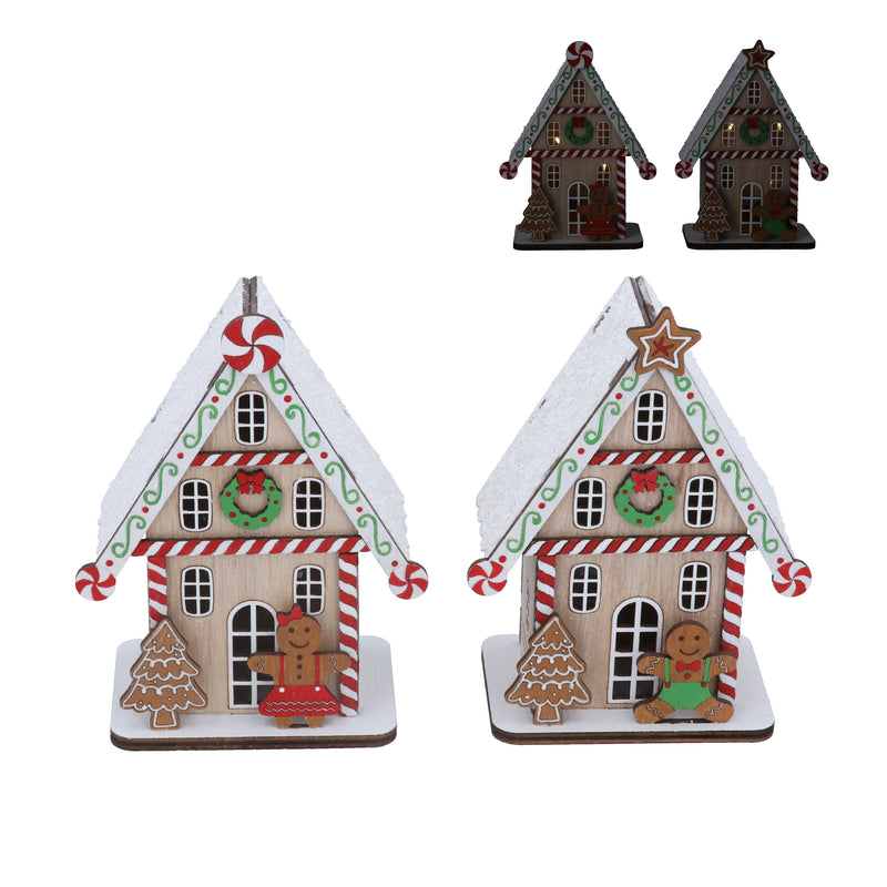 Wooden Gingerbread LED Chalet Ornament