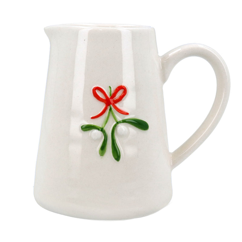 Mistletoe with  Bow Stoneware Mini Jug