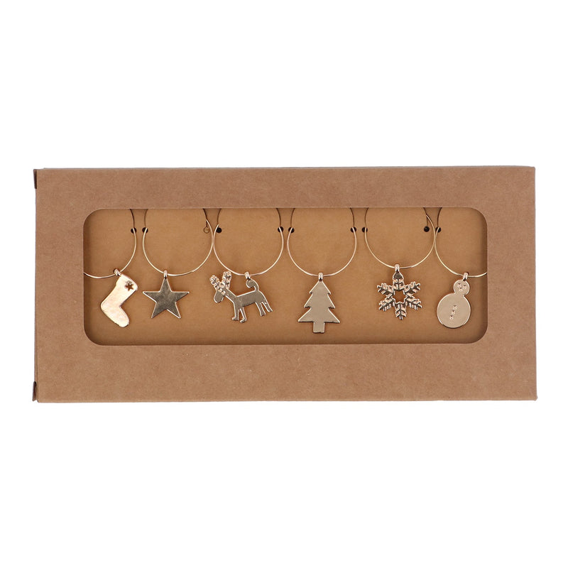 Pack of Six Gold Metal Glass Charms