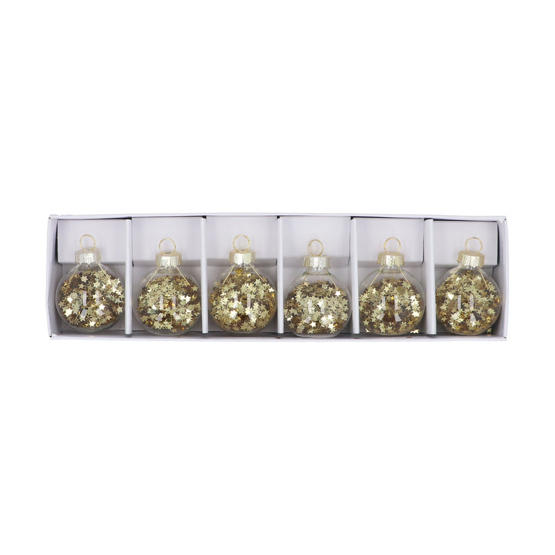 Box of Six Glass Name Place Clips with Gold Stars