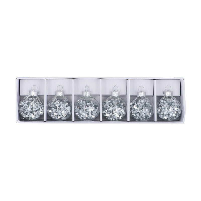 Box of Six Glass Name Place Clips with Silver Stars