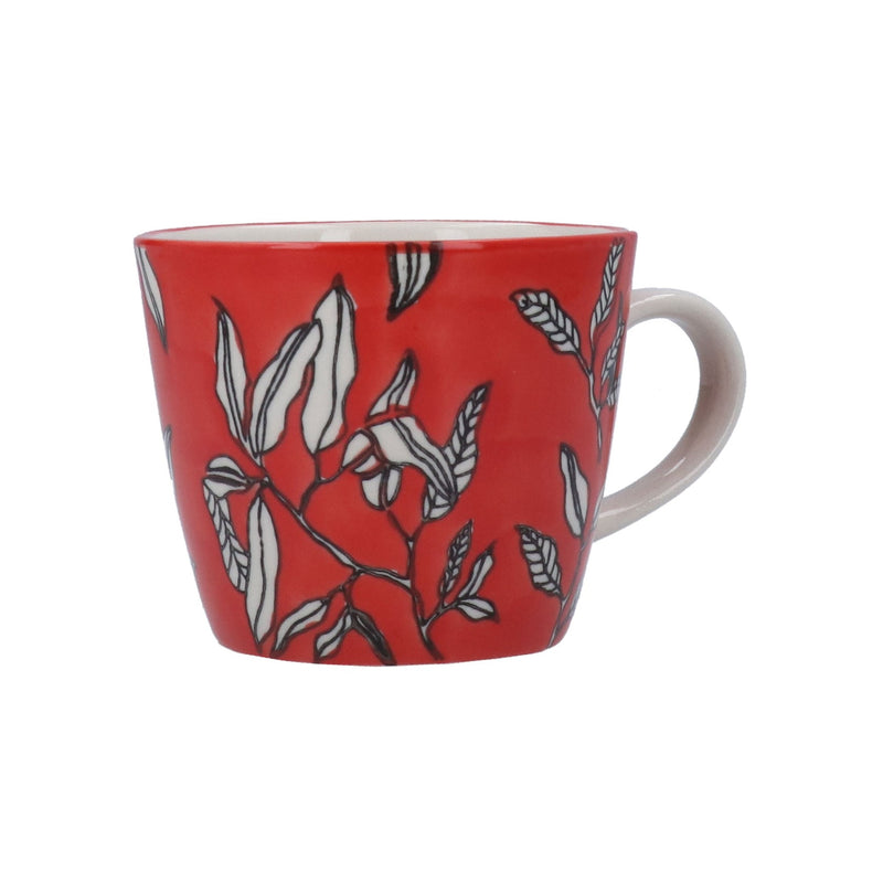 Stoneware Mug - Red Leafy