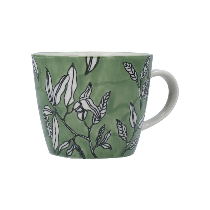 Stoneware Mug - Green Leafy