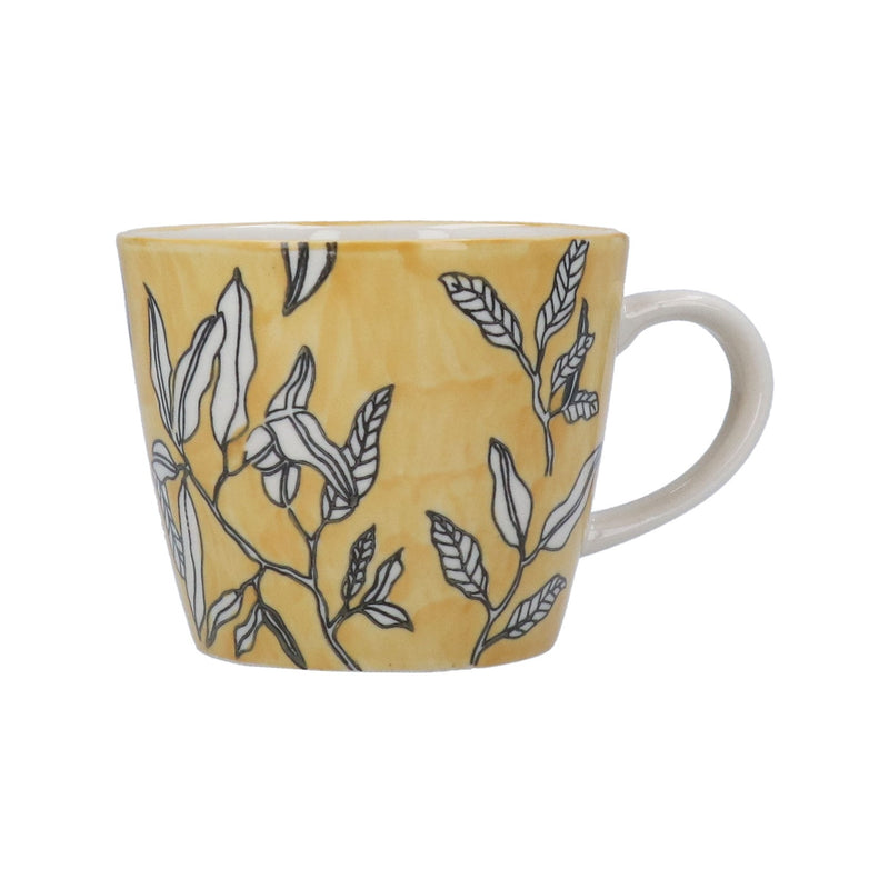 Stoneware Mug - Yellow Leafy