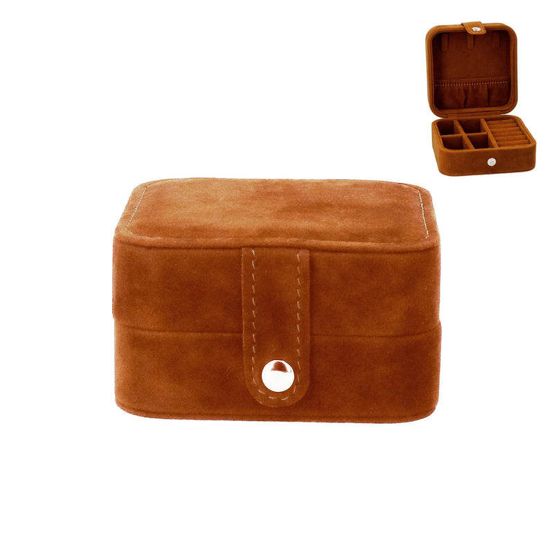 Cinnamon Square Velvet Jewellery Box