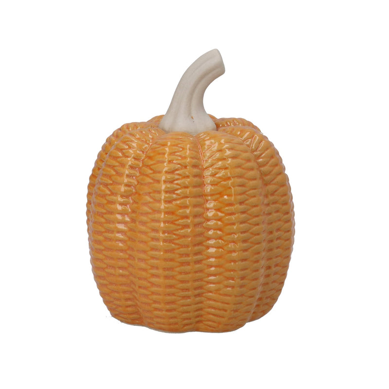 Orange Woven Pumpkin Porcelain Ornament