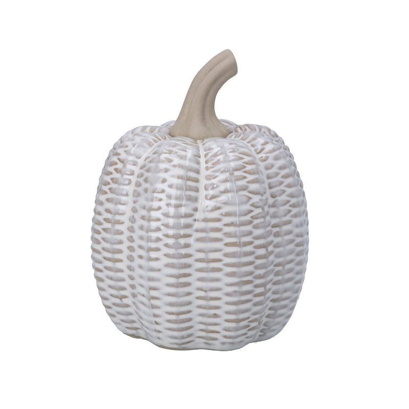 White Woven Pumpkin Porcelain Ornament