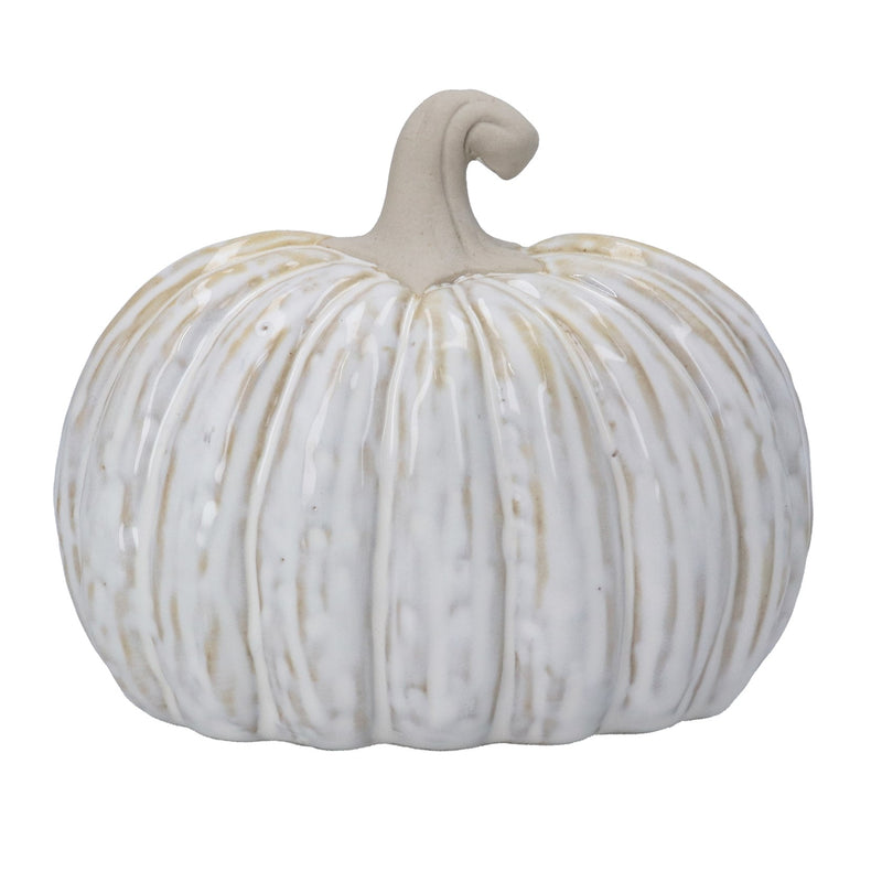 White Semi 3D Pumpkin Porcelain Ornament
