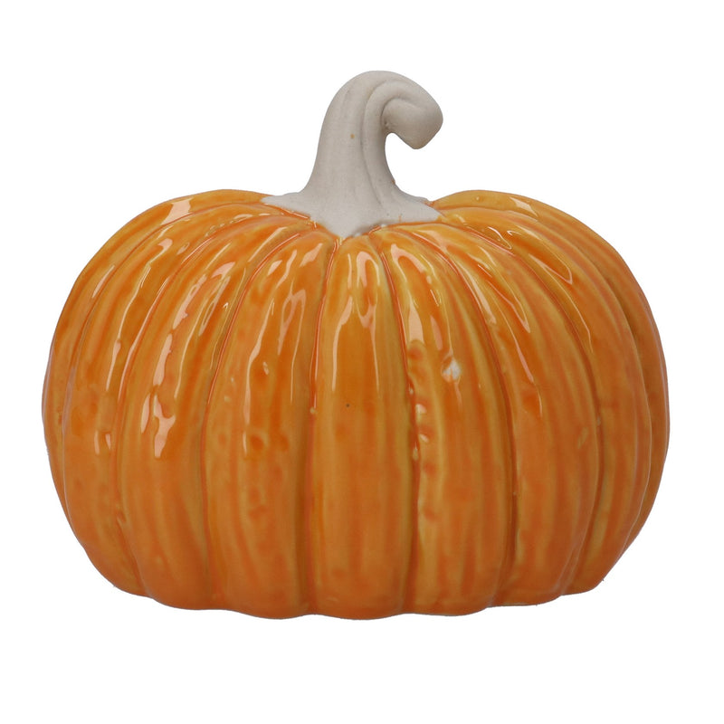 Orange Semi 3D Pumpkin Porcelain Ornament