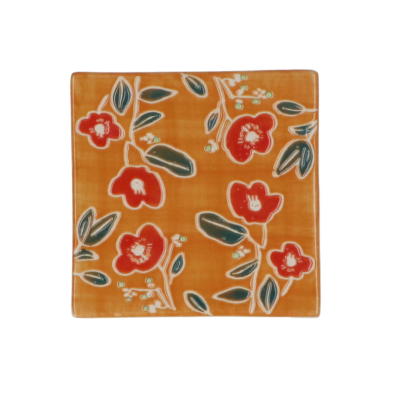 Orange Floral  Stoneware Coaster