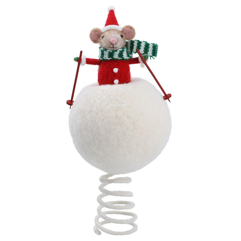 Mixed Skiing Mouse Wool Tree Topper
