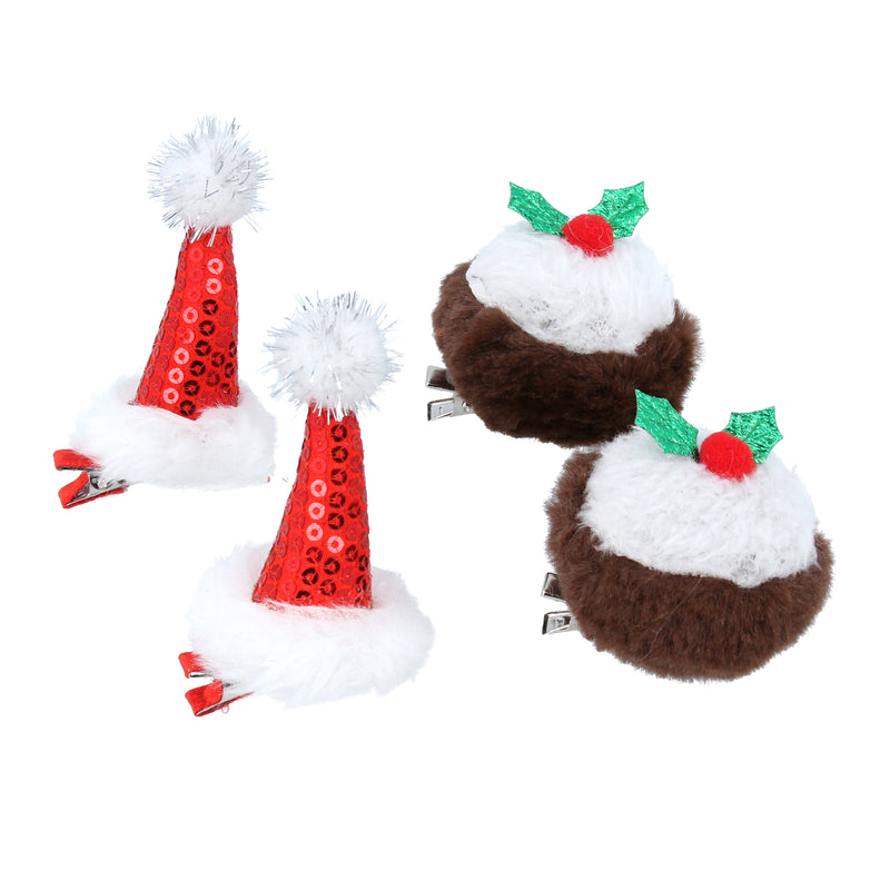 Santa Hat or Pudding Hair Clip