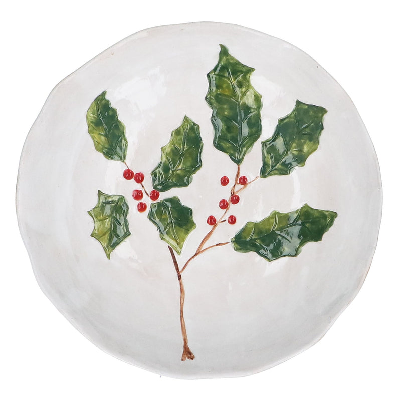 Holly and Berries Stoneware Pasta Bowl
