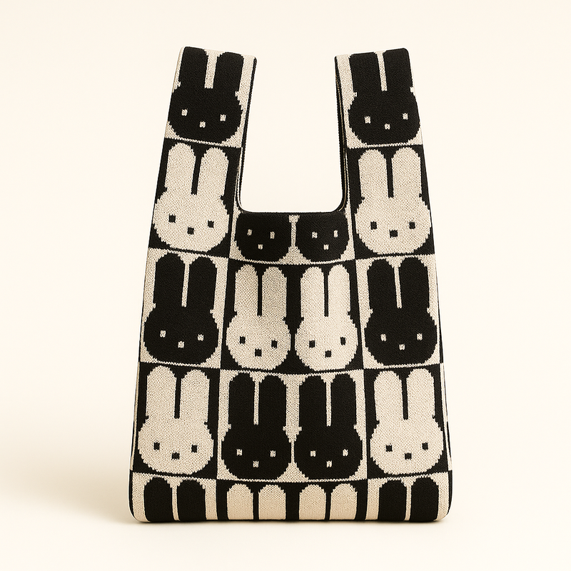 Chessboard Bunny - Knitted bag
