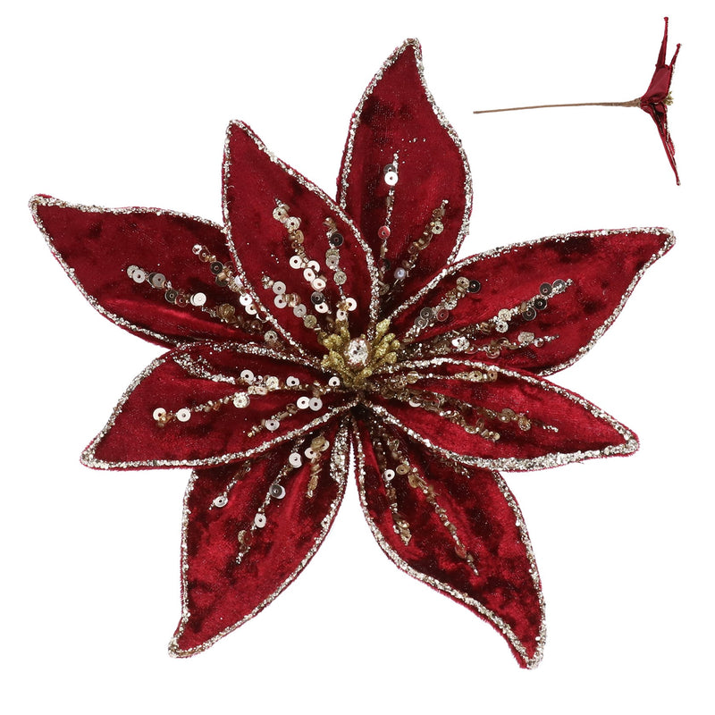 Red Velvet Poinsettia Pick