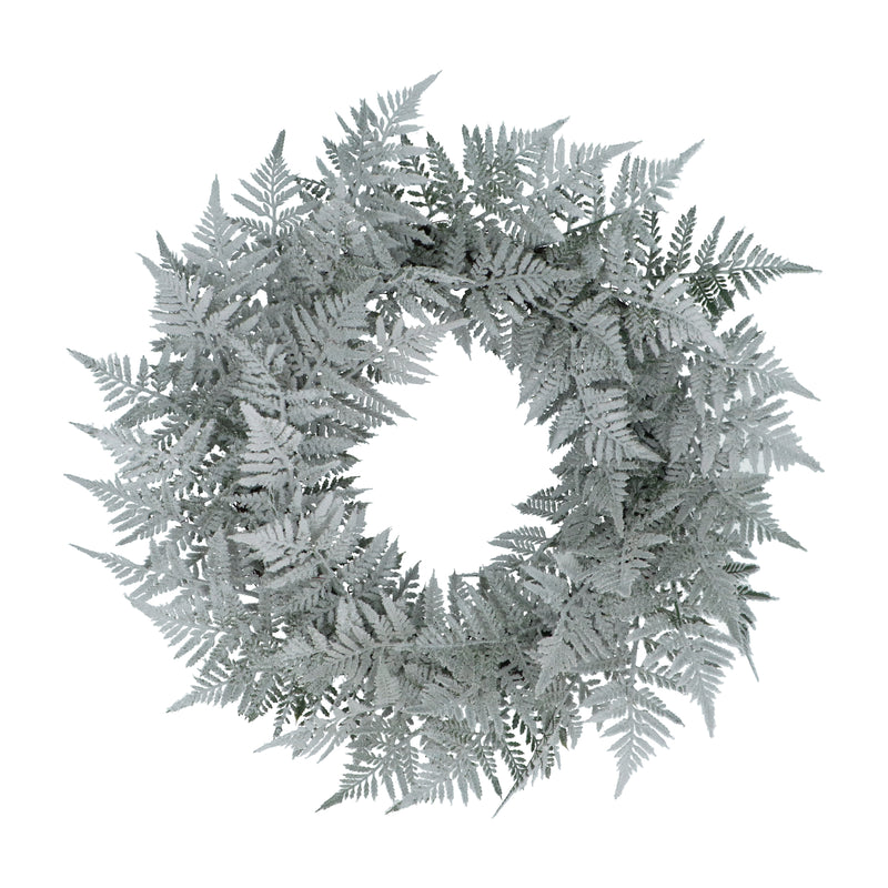 Frosted Flock Fern Wreath