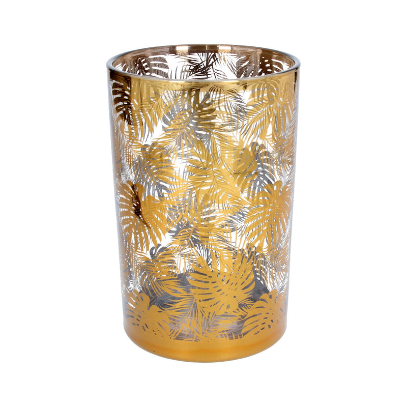 Clear Glass and Gold Palm Leaf Nite Lite Pot