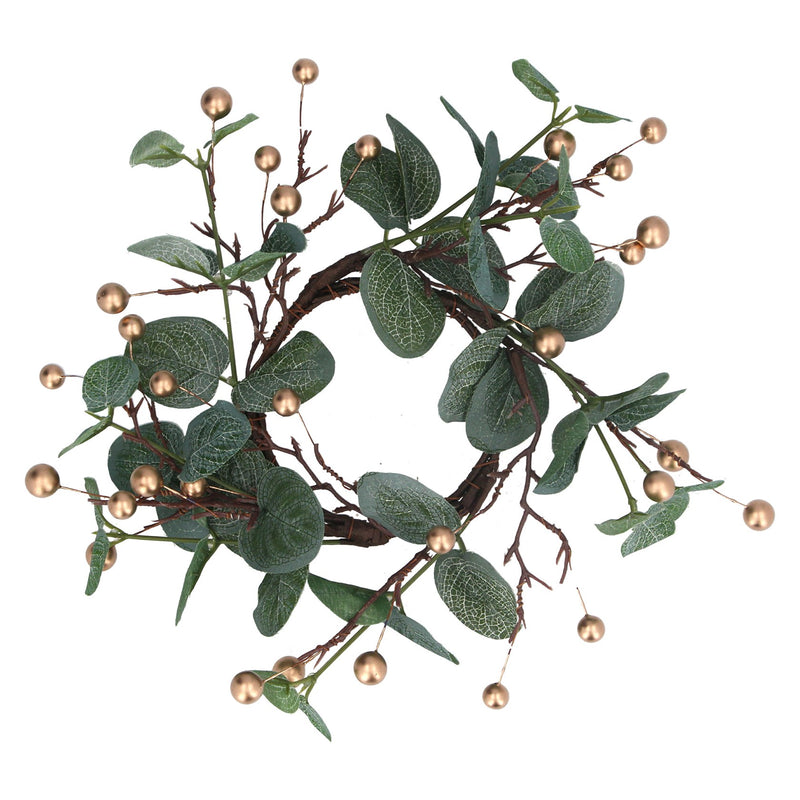 Eucalyptus and Gold Berry Candle Ring