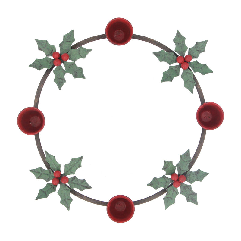 Metal Holly Candle Holder Ring