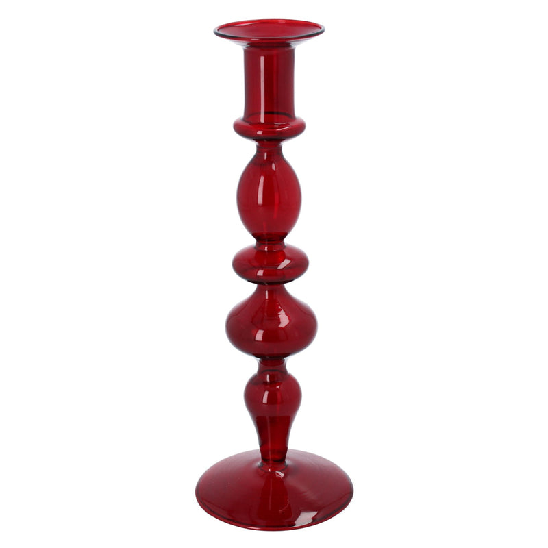 Dark Red Piped Taper Candle Holder, Lge