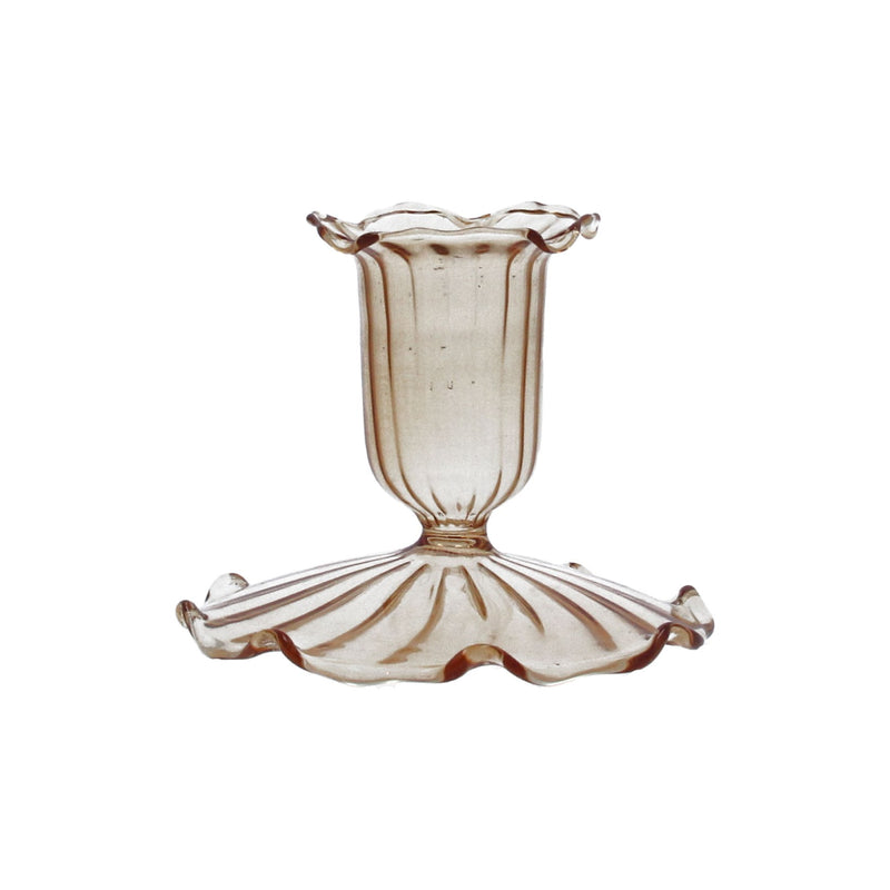 Clear Light Amber Glass Short Candle Holder