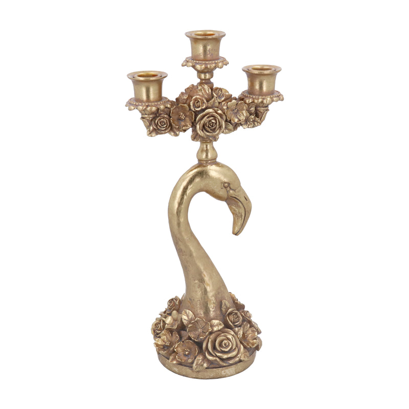 Gold Resin Flamingo Head Candelabra