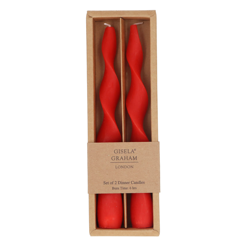 Box of 2 Red Vintage Twist Taper Candle