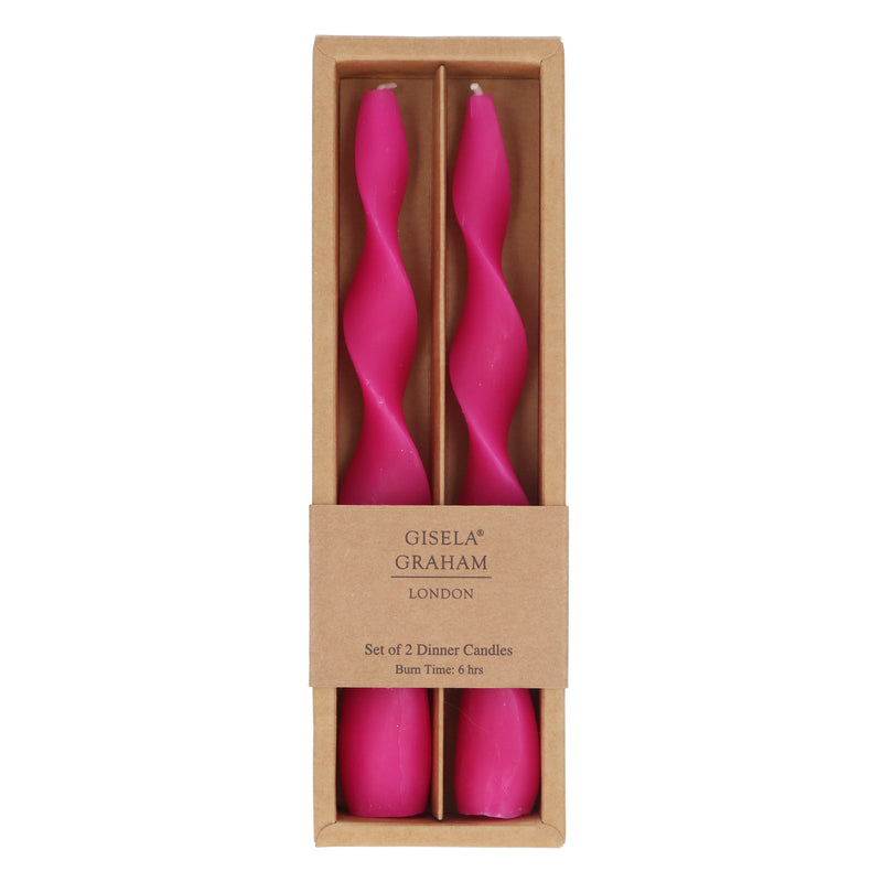 Fuchsia Vintage Twist Taper Candle, Box/2