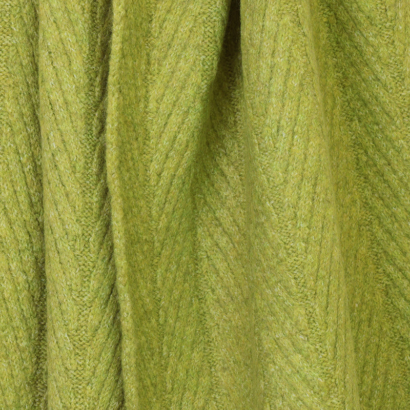 CHARLOTTE CHARTREUSE GREEN HERRINGBONE KNIT RECYCLED BLEND SCARF