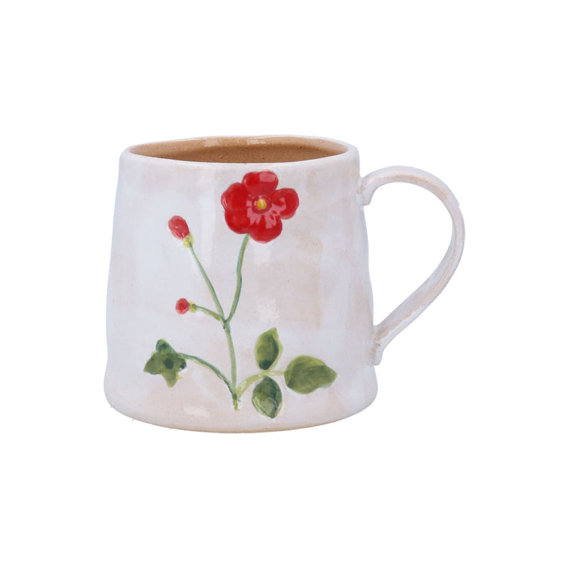 Stoneware Meadow Red Flower Mug