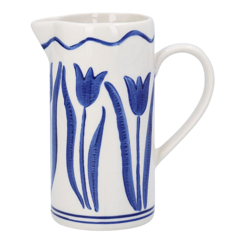 Stoneware Blue Tulip Jug