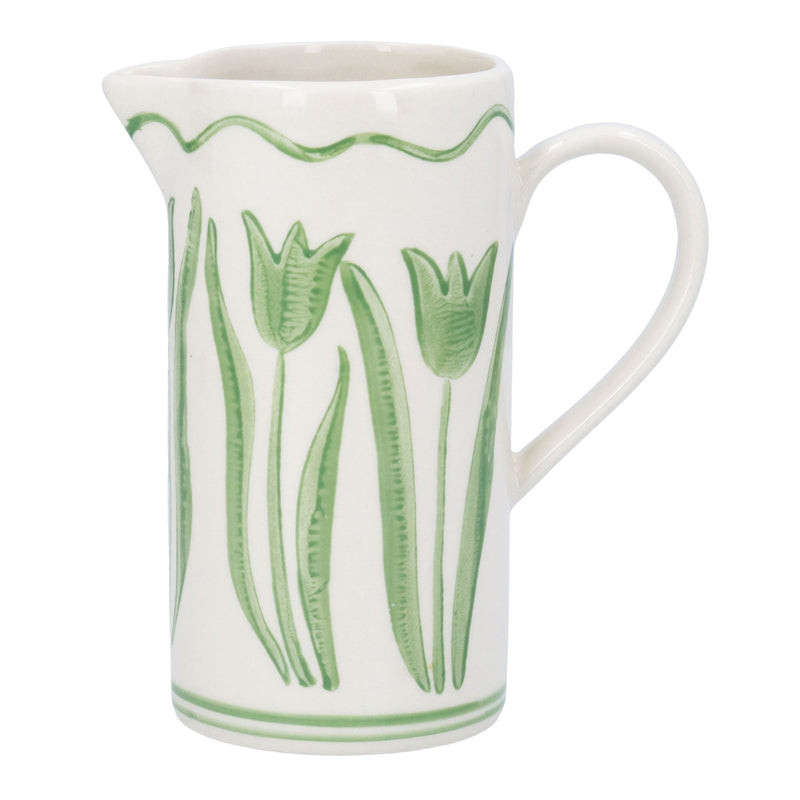 Stoneware Green Tulip Jug